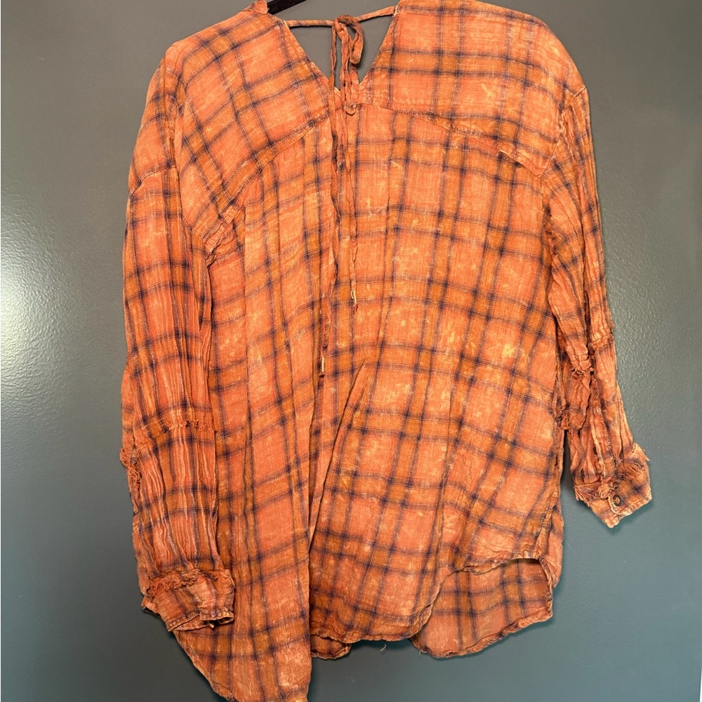 We The Free - One of the Boys Oversized Plaid Cotton Tunic Shirt - Picture 3 of 4